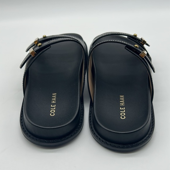 Cole Haan Marisol Footbed Sandals Women’s Size 8B Black Leather Gold Buckle NWT - Picture 6 of 9